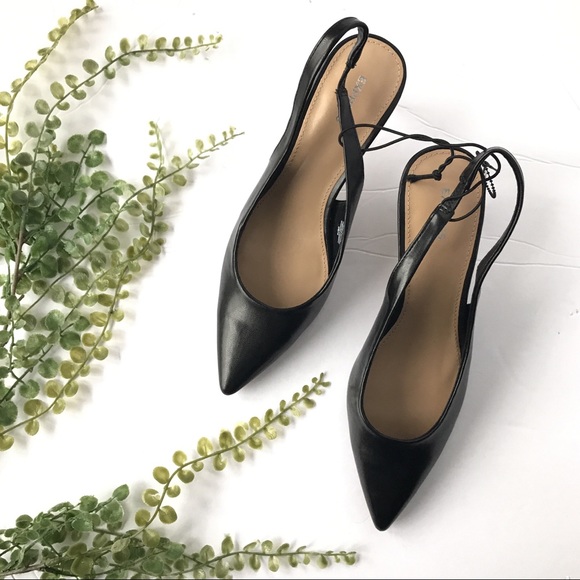 Express Shoes - express sling back black heels pointed toe